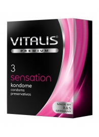 Презервативы с пупырышками и кольцами VITALIS PREMIUM sensation - 3 шт. - Vitalis - купить с доставкой в Туле