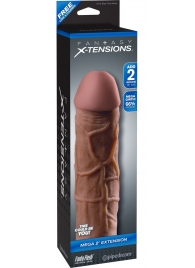 Коричневая насадка Mega 2  Extension - 20,3 см. - Pipedream - в Туле купить с доставкой