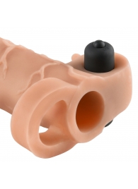 Телесная вибронасадка с кольцом Vibrating Real Feel 2 Extension - 16 см. - Pipedream - в Туле купить с доставкой
