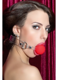 Красный силиконовый кляп-шар на прозрачных ремешках - ToyFa - купить с доставкой в Туле