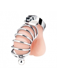 Серебристая клетка для члена Urethral Play Cage - BlueLine - купить с доставкой в Туле