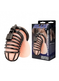 Черная металлическая клетка с замком Deluxe Chastity Cage - BlueLine - купить с доставкой в Туле