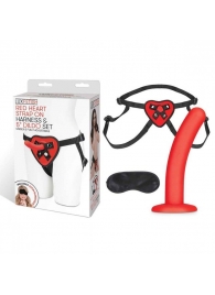 Красный поясной фаллоимитатор Red Heart Strap on Harness   5in Dildo Set - 12,25 см. - Lux Fetish - купить с доставкой в Туле