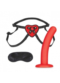 Красный поясной фаллоимитатор Red Heart Strap on Harness   5in Dildo Set - 12,25 см. - Lux Fetish - купить с доставкой в Туле