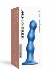 Голубая насадка Strap-On-Me Dildo Plug Balls size L - Strap-on-me - купить с доставкой в Туле