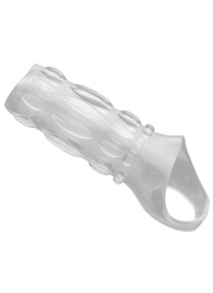 Насадка на пенис с кольцом для мошонки Clear Sensations Enhancer Sex Sleeve - 11,5 см. - XR Brands - в Туле купить с доставкой