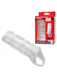 Насадка на пенис с кольцом для мошонки Clear Sensations Enhancer Sex Sleeve - 11,5 см. - XR Brands - в Туле купить с доставкой