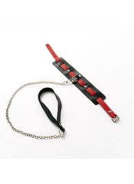 Черный ошейник с красным ремешком и поводком - Crazy Handmade - купить с доставкой в Туле