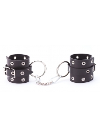 Черные кожаные наручники с люверсами - Crazy Handmade - купить с доставкой в Туле