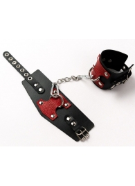 Черные кожаные оковы с красными вставками - Crazy Handmade - купить с доставкой в Туле