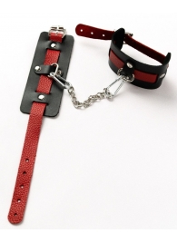 Черные оковы с красным декором и заклепками - Crazy Handmade - купить с доставкой в Туле