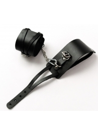 Черные кожаные оковы с креплением в виде веревочек - Crazy Handmade - купить с доставкой в Туле