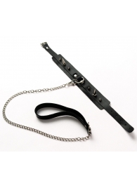 Черный ошейник с шипами и поводком - Crazy Handmade - купить с доставкой в Туле