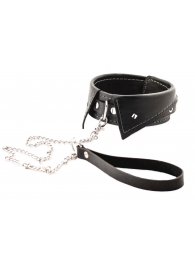 Черный ошейник-воротничок с металлическим поводком - Crazy Handmade - купить с доставкой в Туле