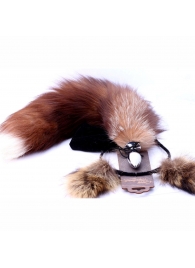 Игровой комплект: серебристая анальная пробка с пушистым хвостом и ободок-ушки - Crazy Handmade - купить с доставкой в Туле