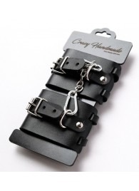 Черные кожаные наручники с ремешками - Crazy Handmade - купить с доставкой в Туле