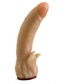 Телесная гелевая насадка-фаллос с клиторальными лепестками - 18,5 см. - LOVETOY (А-Полимер) - купить с доставкой в Туле