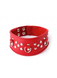 Кожаный красный ошейник с велюровой подкладкой - Sitabella - купить с доставкой в Туле