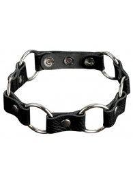 Кожаный черный ошейник с кольцами - Sitabella - купить с доставкой в Туле