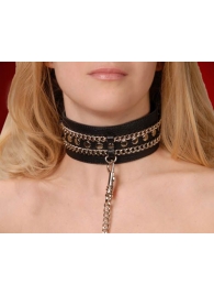 Чёрный ошейник с цепочками и поводком - Sitabella - купить с доставкой в Туле