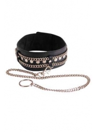 Чёрный ошейник с цепочками и поводком - Sitabella - купить с доставкой в Туле