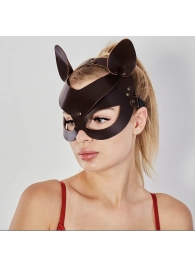 Коричневая кожаная маска  Кошечка - Sitabella - купить с доставкой в Туле