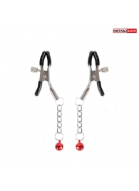 Серебристые зажимы на соски с шариками на цепочках - Notabu - купить с доставкой в Туле