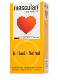Презервативы с колечками и пупырышками Masculan Ribbed+Dotted - 10 шт. - Masculan - купить с доставкой в Туле