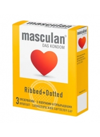 Презервативы с колечками и пупырышками Masculan Ribbed+Dotted - 3 шт. - Masculan - купить с доставкой в Туле