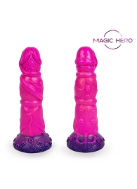 Розовый рельефный фантазийный фаллоимитатор - 20 см. - Bior toys - купить с доставкой в Туле