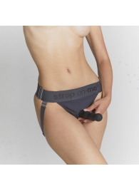 Серые трусики для фиксации насадок Strap-on-me Harness Lingerie Unique - Strap-on-me - купить с доставкой в Туле