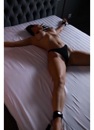 Черный кожаный набор фиксации на кровати Sex Game - БДСМ Арсенал - купить с доставкой в Туле