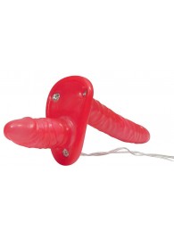 Красный женский страпон с вагинальной пробкой Bad Kitty - 18 см. - Orion - купить с доставкой в Туле