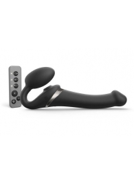 Черный безремневой страпон Multi Orgasm Size M с клиторальной стимуляцией - Strap-on-me - купить с доставкой в Туле