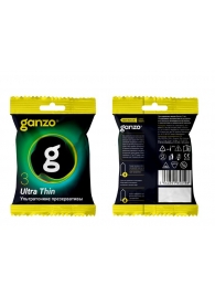 Ультратонкие презервативы Ganzo Ultra thin в мягкой упаковке - 3 шт. - Ganzo - купить с доставкой в Туле