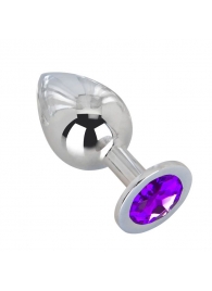 Большой плаг из стали с фиолетовым кристаллом Violet Dream - 9,5 см. - Erotic Fantasy - купить с доставкой в Туле