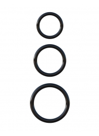 Набор из трех черных эрекционных колец Silicone 3-Ring Stamina Set - Pipedream - в Туле купить с доставкой
