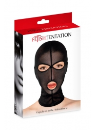 Черная сетчатая маска на голову с отверстиями для глаз и рта - Fetish Tentation - купить с доставкой в Туле