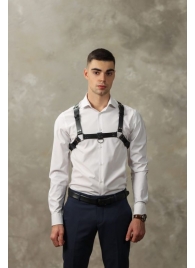 Черная мужская кожаная портупея №4 - БДСМ Арсенал - купить с доставкой в Туле