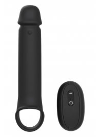 Черная насадка-удлинитель с вибрацией Vibrating Extender With Remote - Dream Toys - в Туле купить с доставкой
