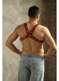 Черно-красная мужская портупея Black-Red - БДСМ Арсенал - купить с доставкой в Туле