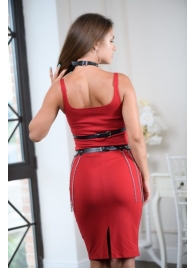 Черно-серебристая портупея-юбка plus size с цепочками - БДСМ Арсенал - купить с доставкой в Туле