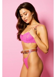 Эффектный розовый пояс из голографической эко-кожи - БДСМ Арсенал - купить с доставкой в Туле