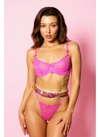 Эффектный розовый пояс из голографической эко-кожи - БДСМ Арсенал - купить с доставкой в Туле