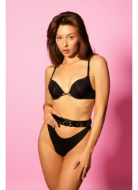 Эффектный черный пояс из лаковой эко-кожи - БДСМ Арсенал - купить с доставкой в Туле