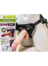 Страпон-унисекс с двумя насадками UNI strap 7  Harness - 19 и 16 см. - LOVETOY (А-Полимер) - купить с доставкой в Туле