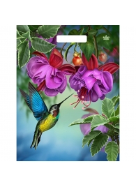 Пакет с принтом в виде колибри в цветах с вырубной ручкой (31х40 см) - Сима-Ленд - купить с доставкой в Туле