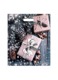 Новогодний пакет с принтом в виде подарков и вырубной ручкой (45х38 см) - Сима-Ленд - купить с доставкой в Туле