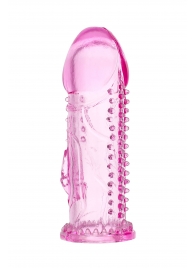 Розовая насадка на пенис с шипиками и коготком - 13,5 см. - A-toys - в Туле купить с доставкой