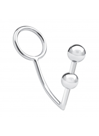 Кольцо на пенис с анальным стимулятором Two Bead Stainless Steel Anal Hook   Cock Ring - BlueLine - в Туле купить с доставкой